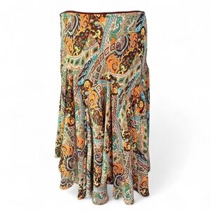 Newsworthy Y2K Paisley Boho Fairy Hem Skirt Asymmetrical Size XL